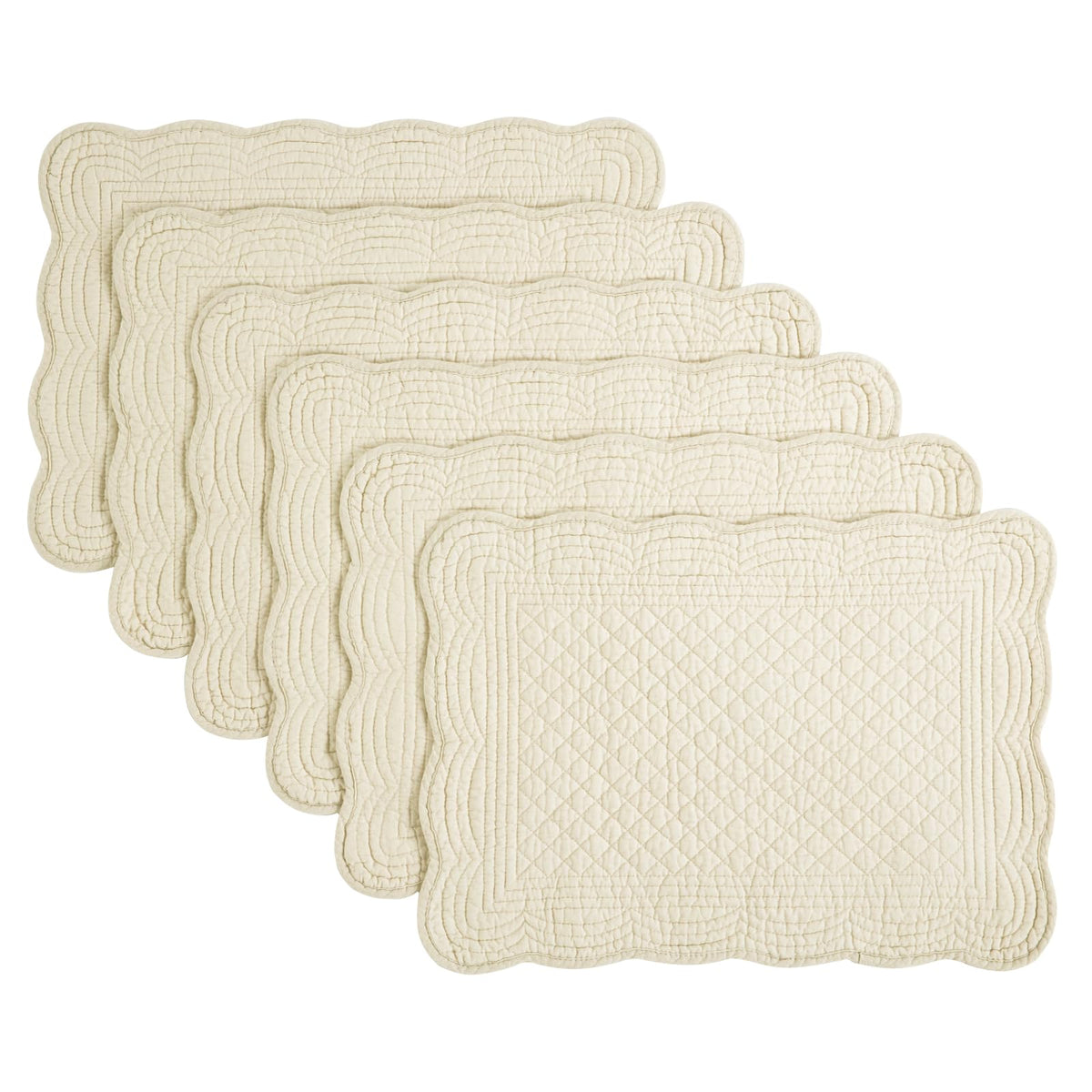 HOMBYS Quilted Placemats Set of 6 Washable-13x18 inches Rectangular Placemats for Kitchen Table-100% Cotton Fabric Rectangular Table Mats, (Sapphire Blue)