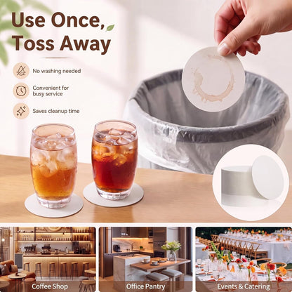 TaoBary 800 Pcs Round Cardboard Coasters Bulk, 4 Inch 1mm Thick,White