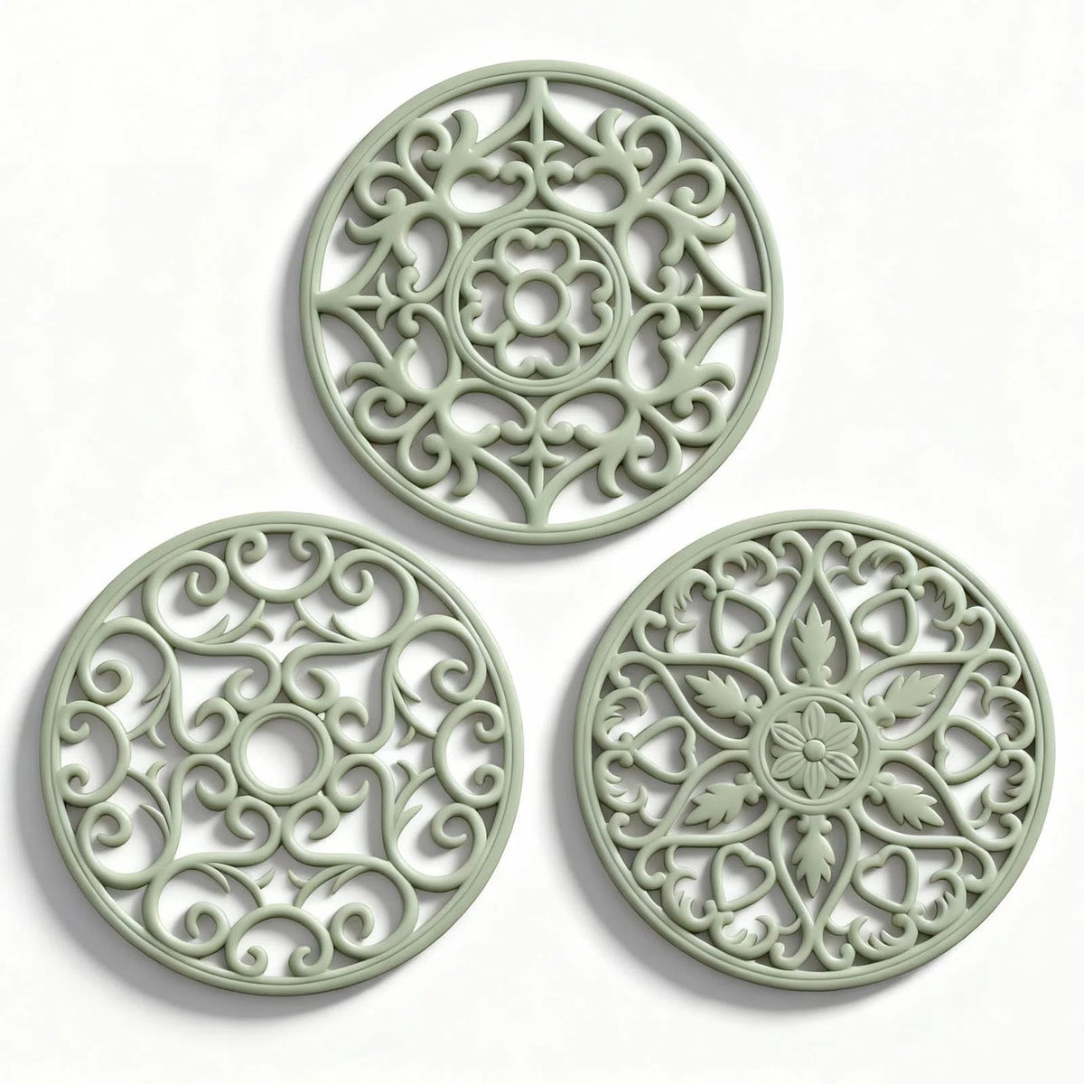 ME.FAN Trivets for Dishes/Pots/Pans, 3 Pcs Silicone Mats, Flexible/Durable/Non Slip Hot Pads to Protect Table and Counter Top (Black)