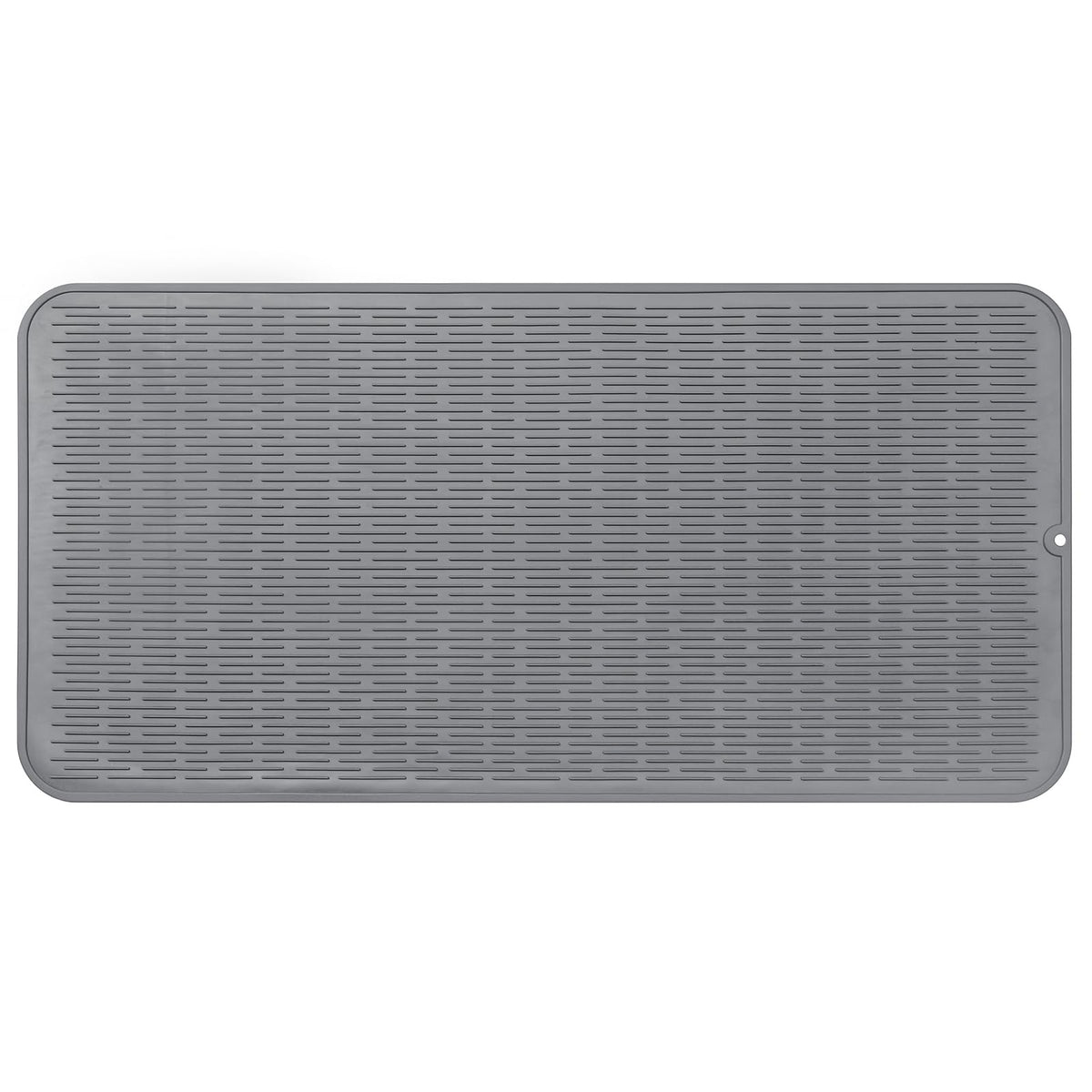 MicoYang Silicone Dish Drying Mat — Quick-Dry Ridges Counter & Sink Pad, Heat-Resistant Trivet to 450°F, Non-Slip & Dishwasher Safe, Roll-Up Storage, 18 Colors & 9 Sizes (Black, 16"×12")