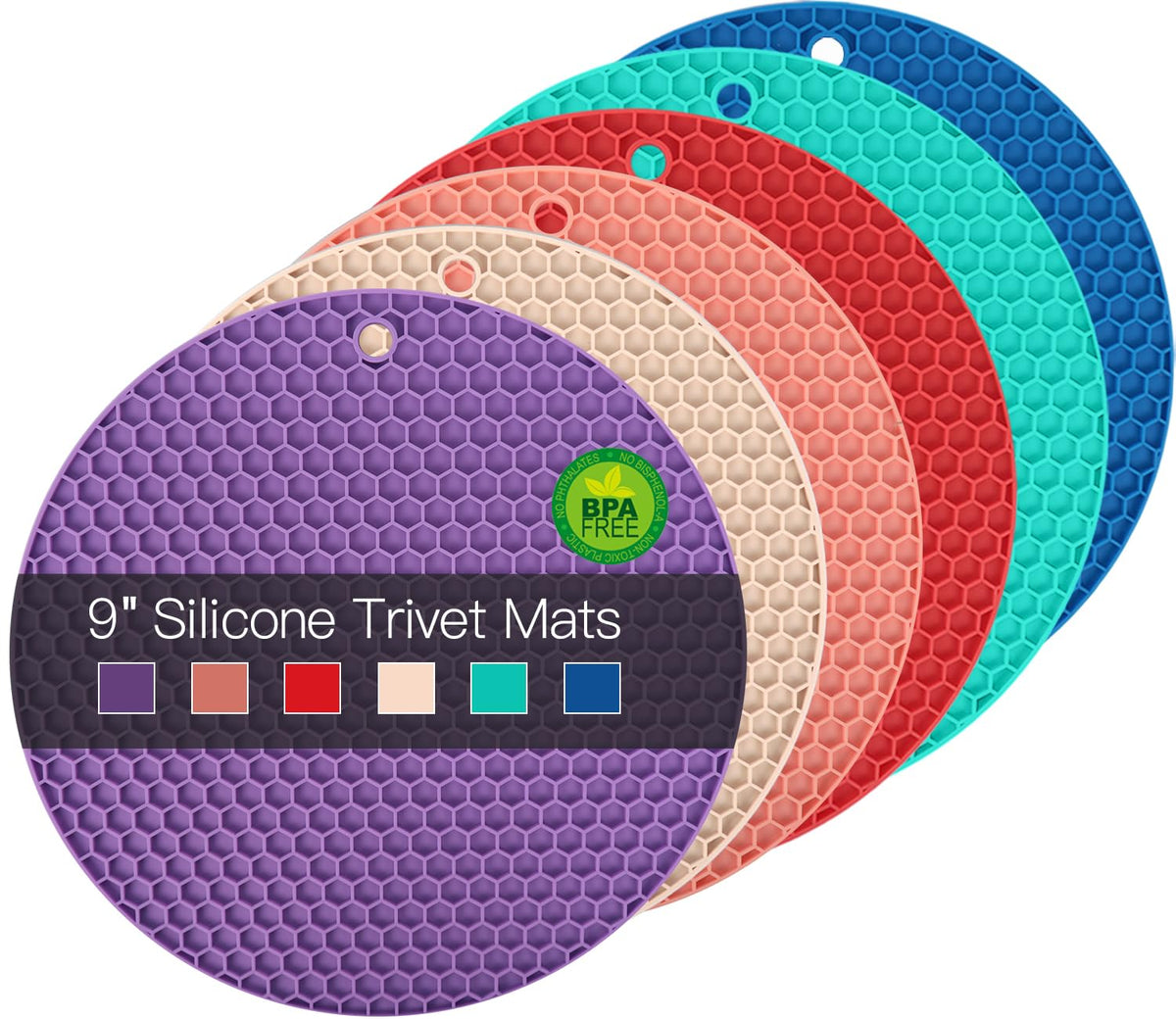 Silicone Trivet Mats, Silicone Pot Holders for Hot Pots and Pans, Heat Resistant Counter Mats for Tables, Countertops, Spoon Rest and Large Coasters, 4 Pack Gray Trivets for Hot Dishes