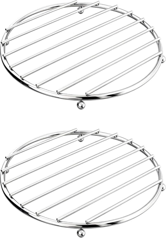2 Pack Stainless Steel Trivets, Heat Resistant Pot Holder, Round.