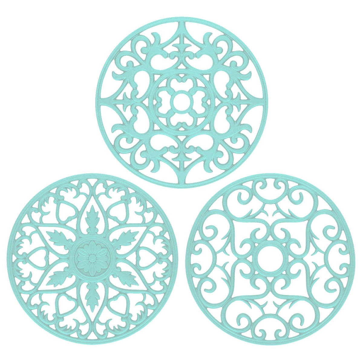 ME.FAN Trivets for Dishes/Pots/Pans, 3 Pcs Silicone Mats, Flexible/Durable/Non Slip Hot Pads to Protect Table and Counter Top (Black)