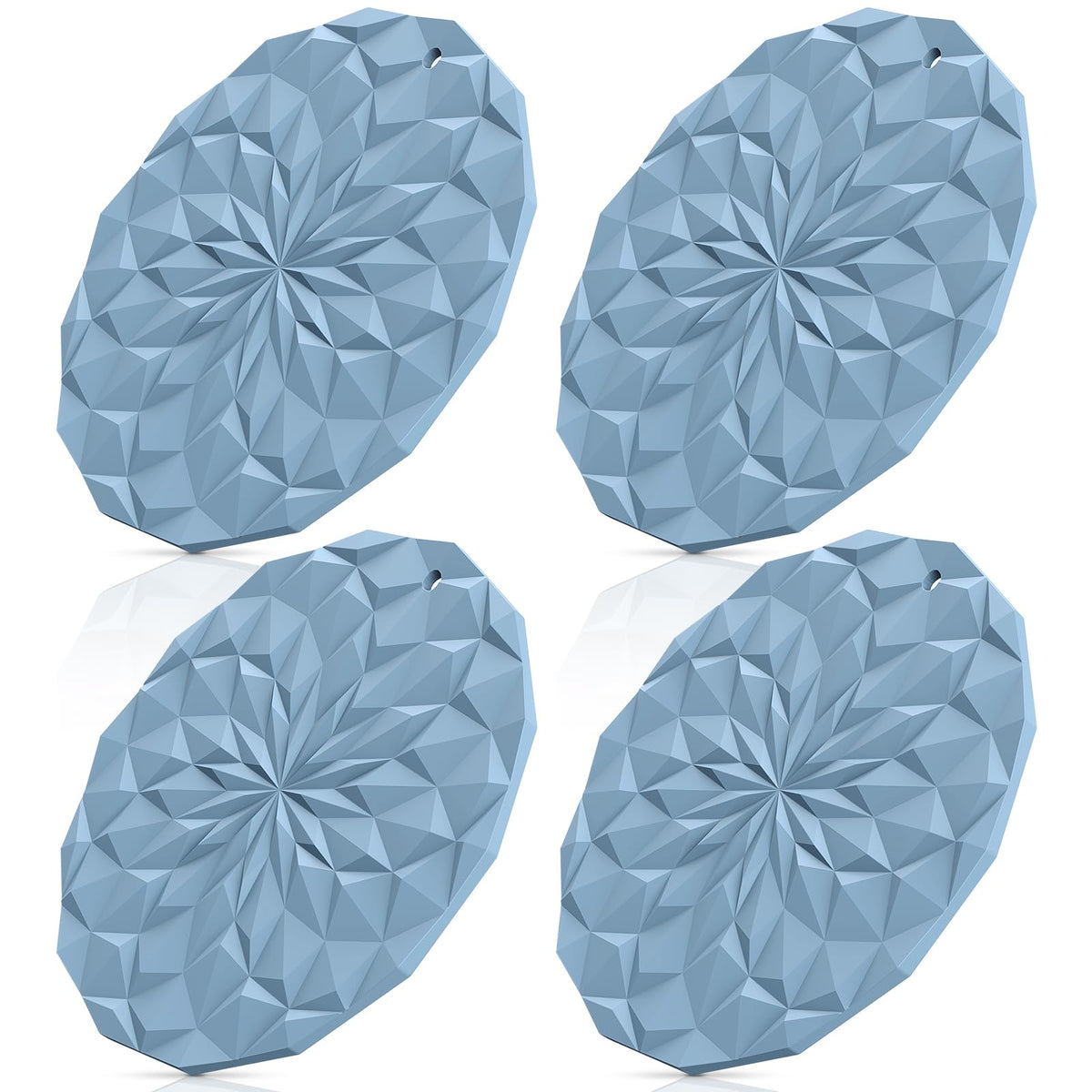 ME.FAN Silicone Trivet Mats - 4 Pack Pot Holders - 7.4'' Thickened Hot Pads for Hot pots, Pans and Dishes, Heat Resistant Silicone Trivet for Table and Counter Top Coffee