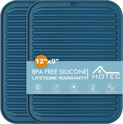 HOTEC 2-Pack Silicone Trivets, Classic Blue