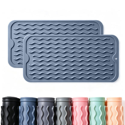 2 Pack Caketime Silicone Dish Drying Mat for Kitchen Counter Dining Placemats Shower Caddy Refrigerator Liners Essentials Heat Resistant Waterproof Trivets Pad Coffee Bar Items 15"x11.5" Milk