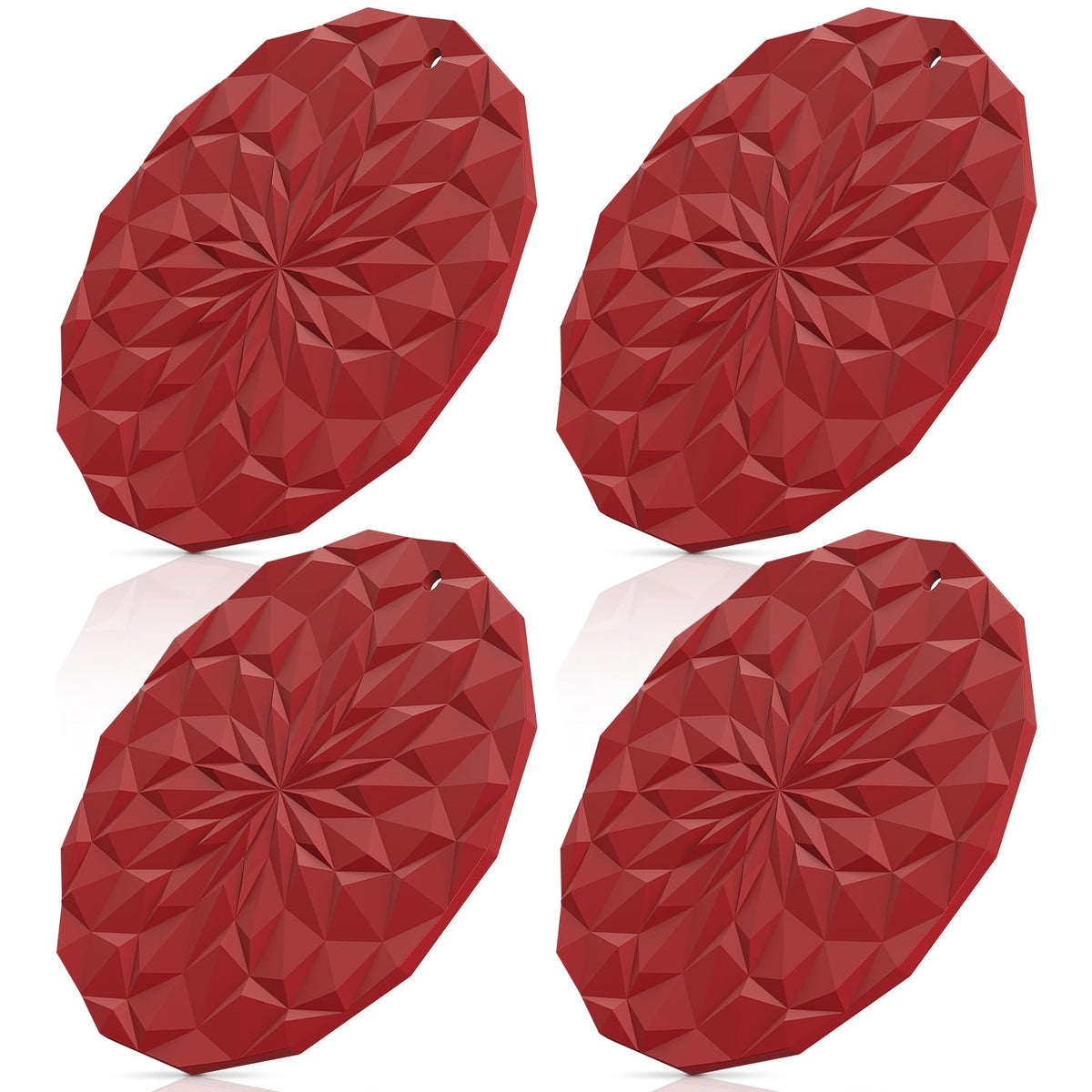 ME.FAN Silicone Trivet Mats - 4 Pack Pot Holders - 7.4'' Thickened Hot Pads for Hot pots, Pans and Dishes, Heat Resistant Silicone Trivet for Table and Counter Top Coffee
