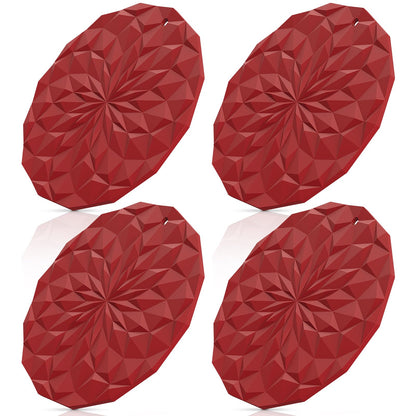 ME.FAN Silicone Trivet Mats - 4 Pack Pot Holders - 7.4'' Thickened Hot Pads for Hot pots, Pans and Dishes, Heat Resistant Silicone Trivet for Table and Counter Top Coffee
