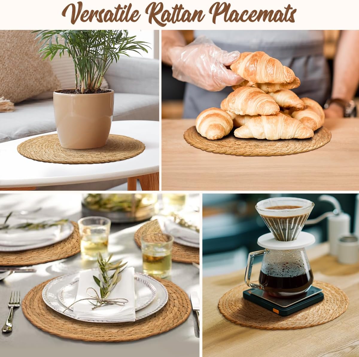 BAVIFY 13" Round Woven Placemats Set of 10, Plate Chargers for Dining Table
