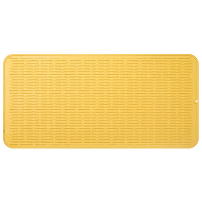 MicoYang Silicone Dish Drying Mat — Quick-Dry Ridges Counter & Sink Pad, Heat-Resistant Trivet to 450°F, Non-Slip & Dishwasher Safe, Roll-Up Storage, 18 Colors & 9 Sizes (Black, 16"×12")