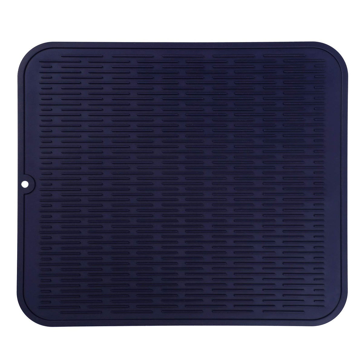 MicoYang Silicone Dish Drying Mat — Quick-Dry Ridges Counter & Sink Pad, Heat-Resistant Trivet to 450°F, Non-Slip & Dishwasher Safe, Roll-Up Storage, 18 Colors & 9 Sizes (Black, 16"×12")