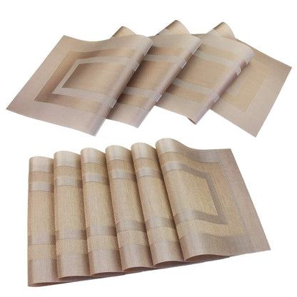 PIGCHCY Placemats,Durable Placemats for Dining Table,Washable Woven Vinyl Kitchen Placemats Set of 4 (Brown)