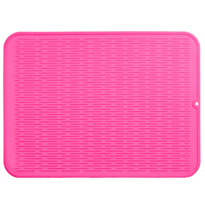 MicoYang Silicone Dish Drying Mat — Quick-Dry Ridges Counter & Sink Pad, Heat-Resistant Trivet to 450°F, Non-Slip & Dishwasher Safe, Roll-Up Storage, 18 Colors & 9 Sizes (Black, 16"×12")