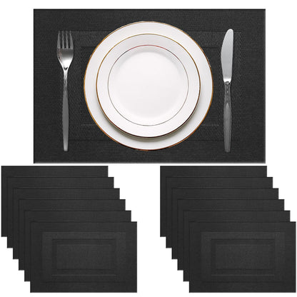 PIGCHCY Placemats,Durable Placemats for Dining Table,Washable Woven Vinyl Kitchen Placemats Set of 4 (Brown)