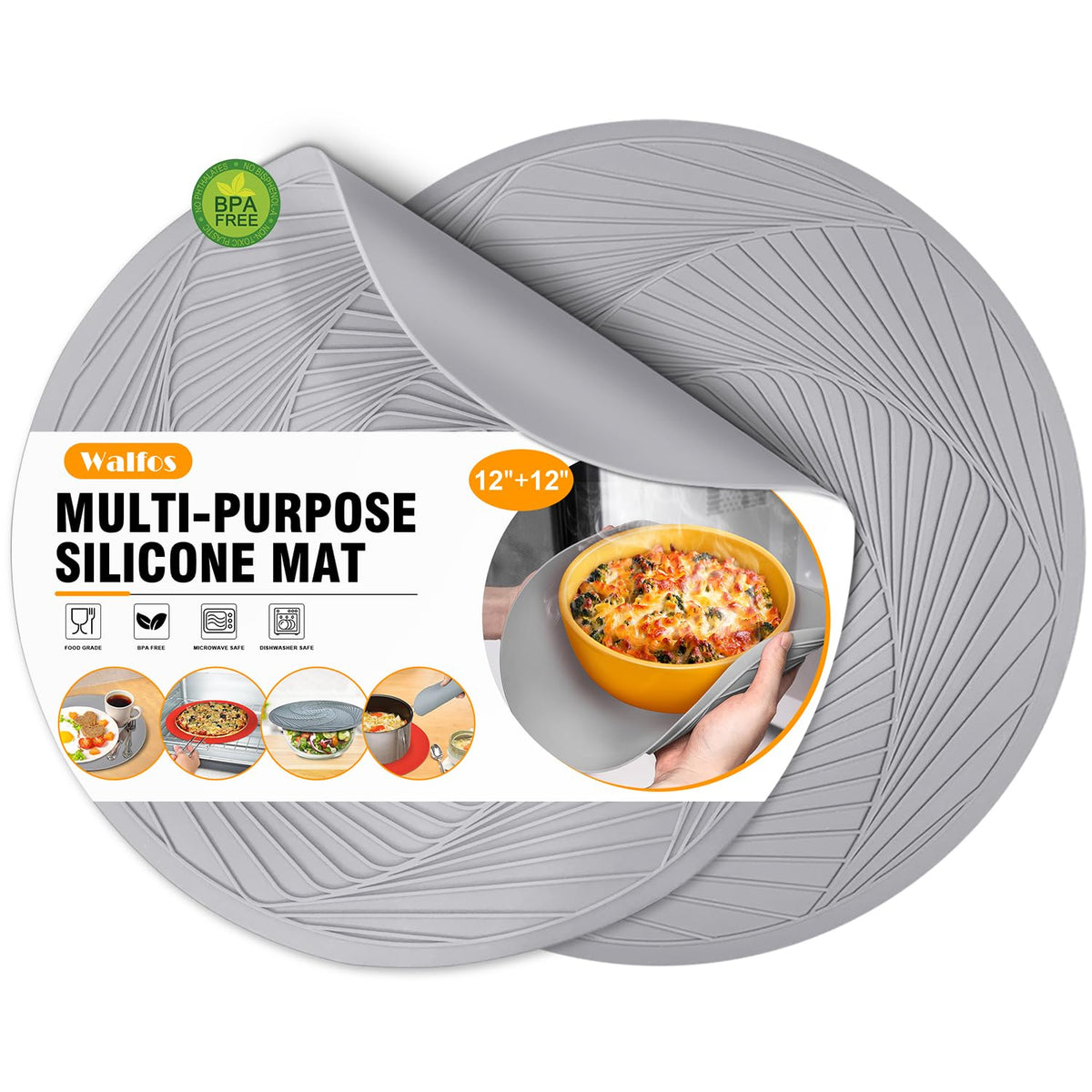 Walfos Large Silicone Trivet 16x12 Inch, Trivets for Hot Pots and Pans, Heat Resistant Pot Holders Hot Pads for Kitchen Quartz Countertops, Hot Dishes, 2 Pack