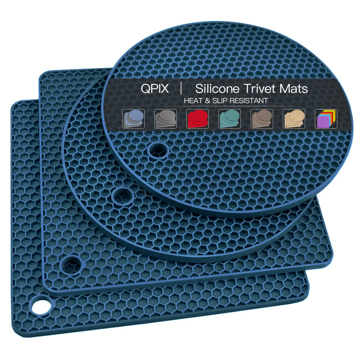 Silicone Trivets for Hot Dishes, 4 PCS Multipurpose Heat Resistant Mat Thick Silicone Hot Pads Pot Holders for Kitchen Counter, Flexible Jar Opener Food Grade Spoon Holder, Silicone Coasters (Almond)