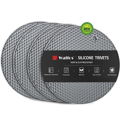 Walfos Large Silicone Trivet 16x12 Inch, Trivets for Hot Pots and Pans, Heat Resistant Pot Holders Hot Pads for Kitchen Quartz Countertops, Hot Dishes, 2 Pack