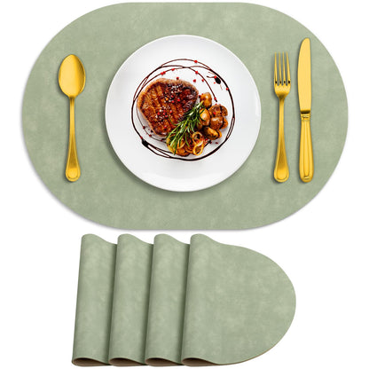 ADRIMER Faux Leather Placemats Set of 6, Heat Resistant 13"x13", Walnut