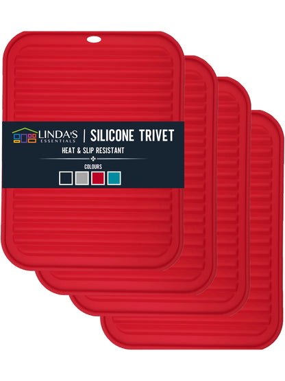 Silicone Trivets for Hot Dishes, Pots, Pans (2 Pack) - Heat-Resistant Pot Holders for Kitchen Countertop Mats - Silicone Trivet Mat (9 x 12 Inch) - Multipurpose Counter Pads (Black)