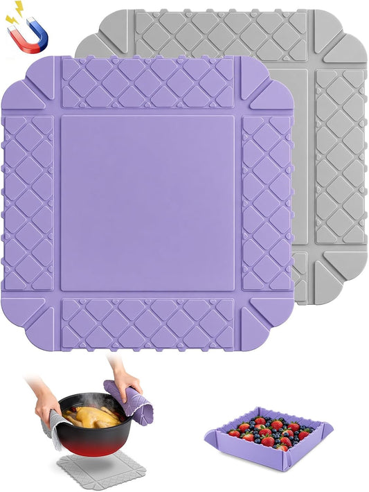 2 Pack Silicone Trivet for Hot Pot Magnetic Heat Resistant Counter Mats