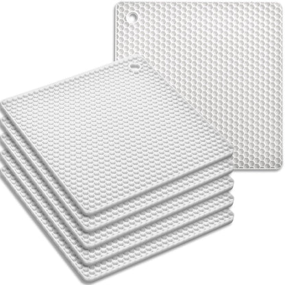 homEdge Silicone Square Trivets Mat, 6 Packs Multipurpose Non Slip Heat Resistant Pot Holder-Black