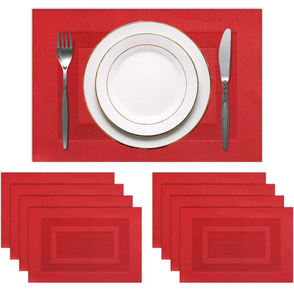 PIGCHCY Placemats,Durable Placemats for Dining Table,Washable Woven Vinyl Kitchen Placemats Set of 4 (Brown)