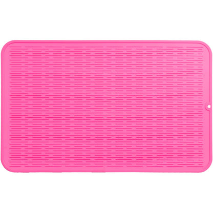 MicoYang Silicone Dish Drying Mat — Quick-Dry Ridges Counter & Sink Pad, Heat-Resistant Trivet to 450°F, Non-Slip & Dishwasher Safe, Roll-Up Storage, 18 Colors & 9 Sizes (Black, 16"×12")