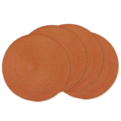 AHHFSMEI Round Braided Placemats Set of 6 15 Inch Burnt Orange Table Mats