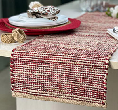 Chardin Home Natural Jute & Aqua Turquoise Placemats, Set of 4 – Rustic Handmade Boho Table Mats, 13x19 in Dining Table Placemats - Kitchen, Everyday Meals, Holidays, Farmhouse or Modern Table Décor