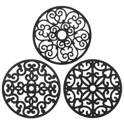 CHEFBEE 3PCS Heat Resistant Silicone Trivet Mats for Hot Dishes, Black