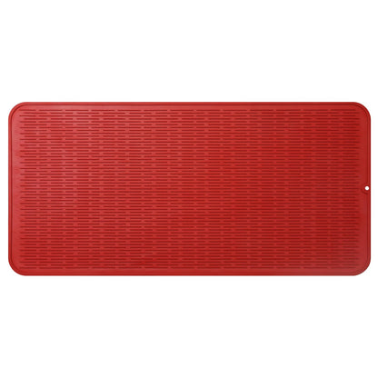 MicoYang Silicone Dish Drying Mat — Quick-Dry Ridges Counter & Sink Pad, Heat-Resistant Trivet to 450°F, Non-Slip & Dishwasher Safe, Roll-Up Storage, 18 Colors & 9 Sizes (Black, 16"×12")
