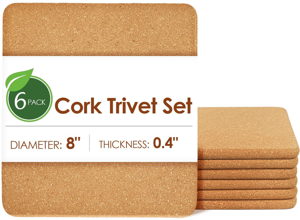 Rectangle Cork Trivets for Hot Dishes, 12" x 7" High-Density Thick Cork Hot Pads Placemats for Pots and Pans, Heat Resistant Hot Pads for Kitchen Countertop Table,2 Pcs Cork Coaster