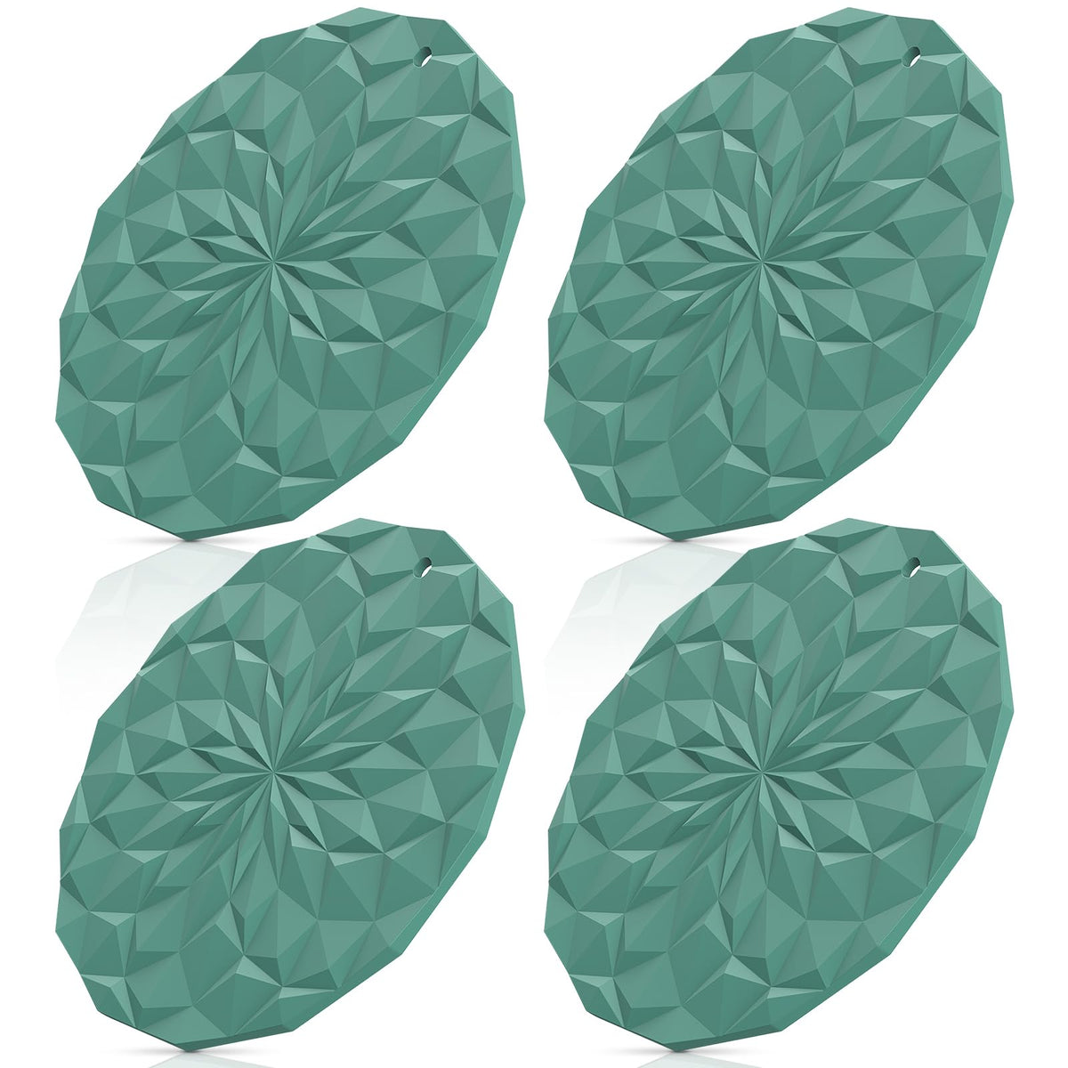 ME.FAN Silicone Trivet Mats - 4 Pack Pot Holders - 7.4'' Thickened Hot Pads for Hot pots, Pans and Dishes, Heat Resistant Silicone Trivet for Table and Counter Top Coffee
