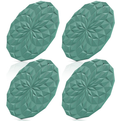 ME.FAN Silicone Trivet Mats - 4 Pack Pot Holders - 7.4'' Thickened Hot Pads for Hot pots, Pans and Dishes, Heat Resistant Silicone Trivet for Table and Counter Top Coffee