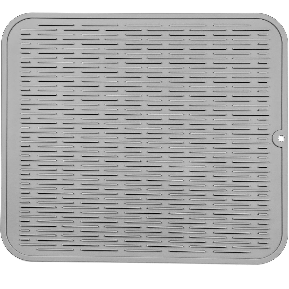 MicoYang Silicone Dish Drying Mat — Quick-Dry Ridges Counter & Sink Pad, Heat-Resistant Trivet to 450°F, Non-Slip & Dishwasher Safe, Roll-Up Storage, 18 Colors & 9 Sizes (Black, 16"×12")