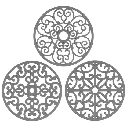 CHEFBEE 3PCS Heat Resistant Silicone Trivet Mats for Hot Dishes, Black