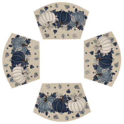 Artoid Mode Navy Blue Pumpkins Fall Placemats Set of 6-12 x 18 Inch