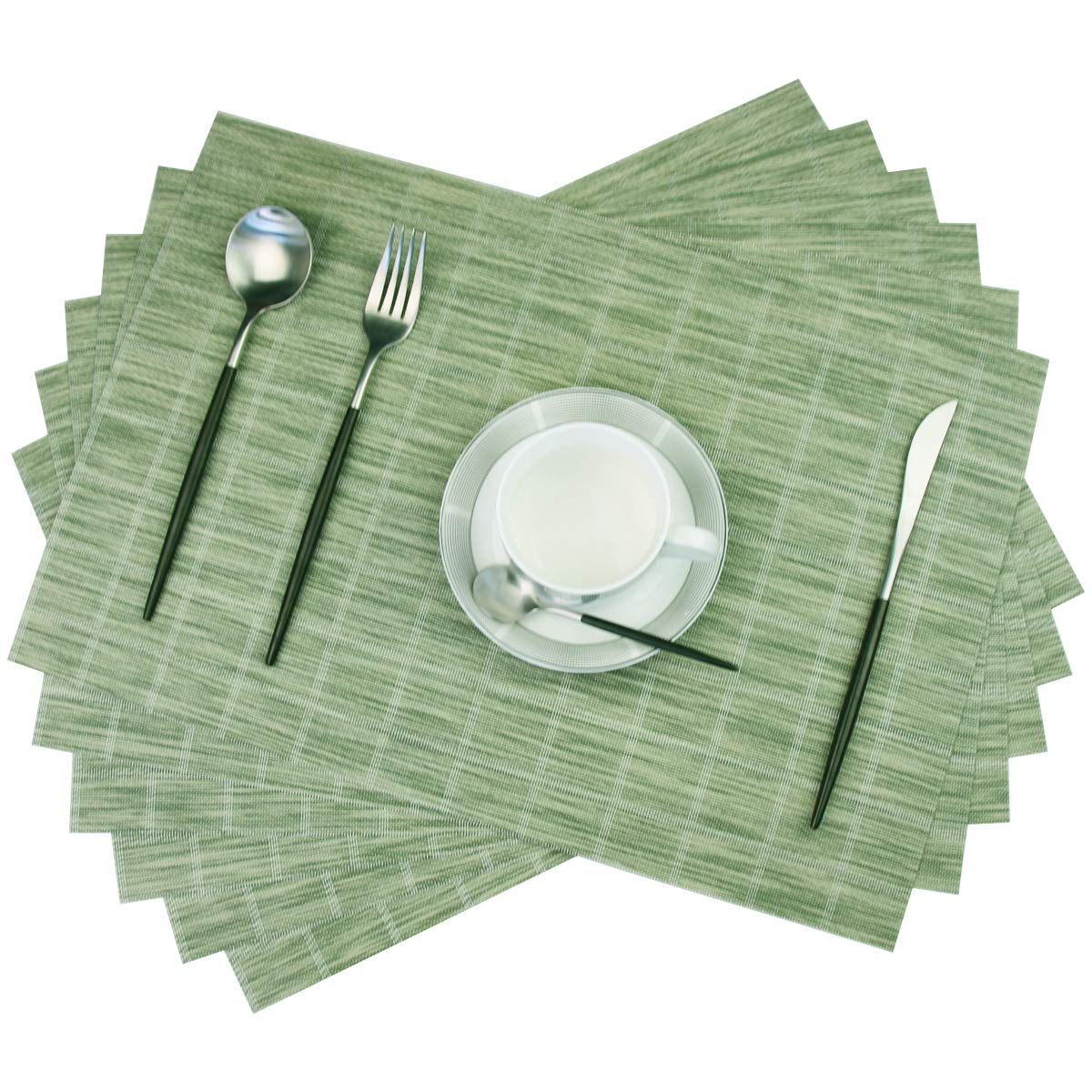 Vinyl Placemats Heat-Resistant Table Mats Washable Easy Clean Plastic Placemats for Dining Table Set of 4 (Red)
