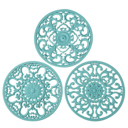 Extra Thick Silicone Trivet Mat for Hot Dishes, Hot Pots and Pans, Pot Holder, Hot Pad to Protect Your Table and Countertop, Kitchen Decor and Accessories,Navy Blue, Set of 3