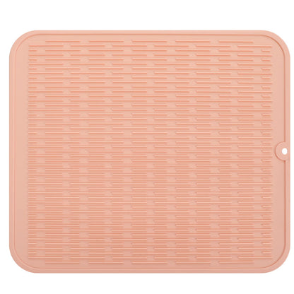 MicoYang Silicone Dish Drying Mat — Quick-Dry Ridges Counter & Sink Pad, Heat-Resistant Trivet to 450°F, Non-Slip & Dishwasher Safe, Roll-Up Storage, 18 Colors & 9 Sizes (Black, 16"×12")