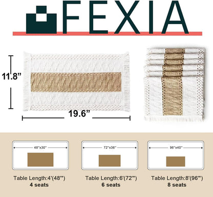 FEXIA Boho Placemats Set of 6, Macrame Table Mats Farmhouse Dining Decor