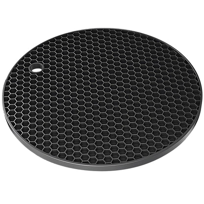 TENOC Silicone Non-Slip, Heat Resistant & Water-Trapping Trivet Mats for Water Glasses & Teacup & Coffee Cup & Dishes & Cookware, Multipurpose Kitchen Table Coaster, 3.5-Inch, 3 Pcs, Black