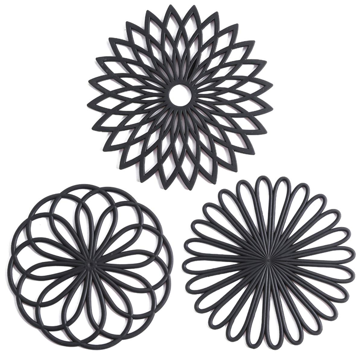 Set of 3 Silicone Trivet Mat - Non-Slip & Heat Resistant Modern Kitchen Hot Pads for Table & Countertop - Trivet for Hot Dishes, Turquoise