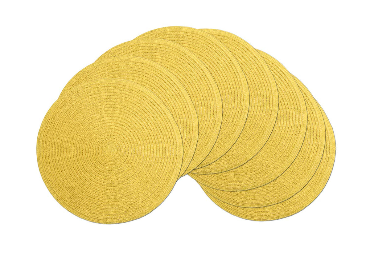 SHACOS Round Braided Placemats Set of 8 Cotton Fabric Round Table Mats Non Slip Washable 15 inch Round Place Mats Home Party Table Decor (Beige, 8)