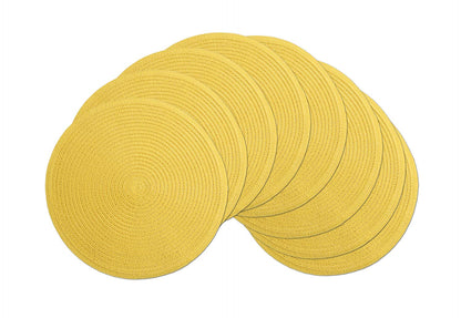 SHACOS Round Braided Placemats Set of 8 Cotton Fabric Round Table Mats Non Slip Washable 15 inch Round Place Mats Home Party Table Decor (Beige, 8)
