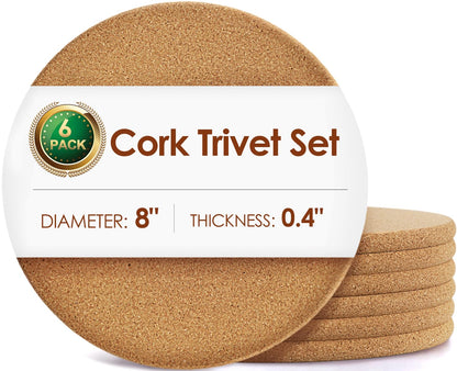 Rectangle Cork Trivets for Hot Dishes, 12" x 7" High-Density Thick Cork Hot Pads Placemats for Pots and Pans, Heat Resistant Hot Pads for Kitchen Countertop Table,2 Pcs Cork Coaster