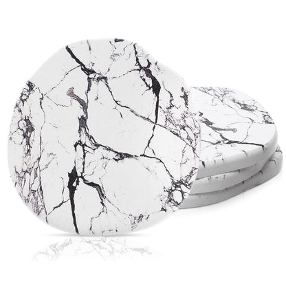 Diatomaceous Earth Coasters Set of 4，Cool Absorbent Quick-Dry Drink Coasters for Desks, Cute Modern Stone Design with Stylish White Aesthetic (4, White)