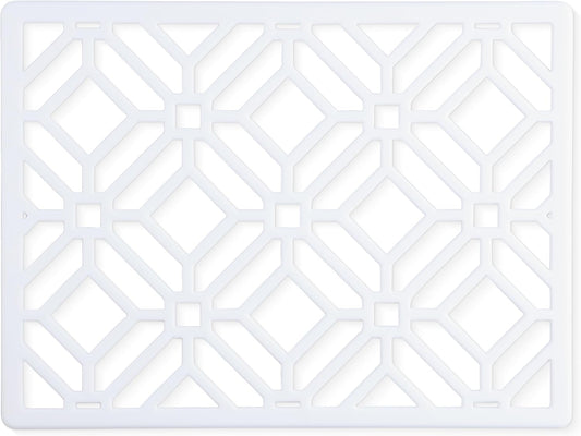 GASARÉ, Extra Large, Thick, Silicone Trivet for Hot Dishes, Pots, and Pans, Heat Resistant Mat for Countertop, Hot Pad for Kitchen, Easy to Clean, 16 x 12 x 3/8 Inches, (White, Geometric)