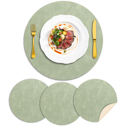 ADRIMER Faux Leather Placemats Set of 6, Heat Resistant 13"x13", Walnut