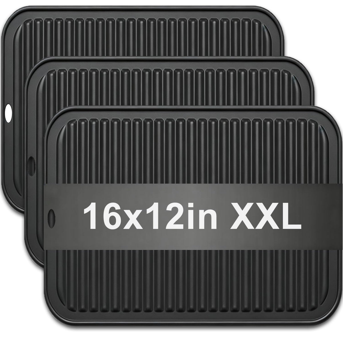 Extra Large Silicone Trivets for Hot Pots and Pans 16x12 Inch, Heat Resistant Hot Pads for Countertops, Hot Dishes, Pot Holders for Kitchen, 2 Pieces, Black